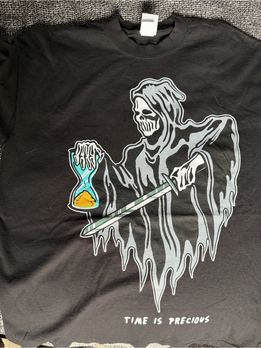 Warren Lotas “Time Is Precious” Grim Reaper Graphic Tee Black Size Large